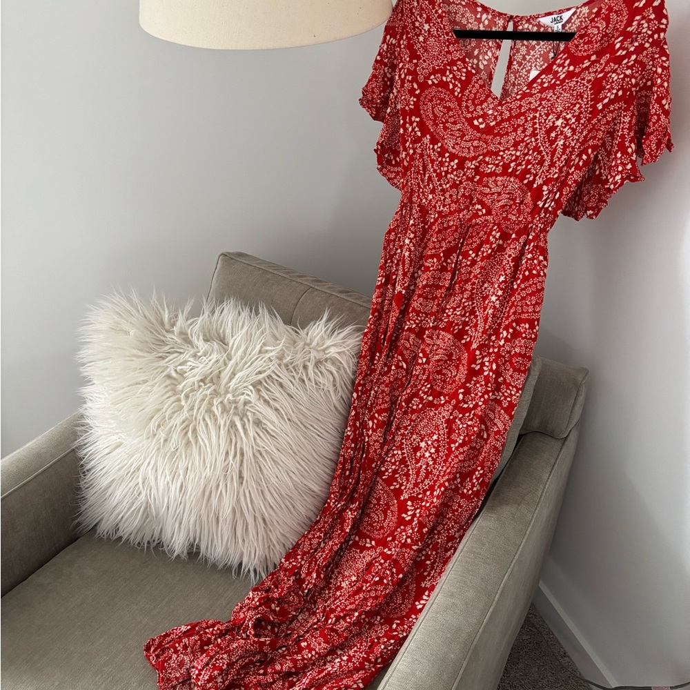 BB Dakota Red Floral Maxi Dress